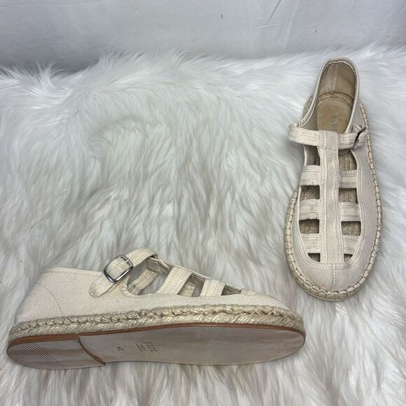 Bode Women's NWOT Natural Cotton Canvas Espadrille Cutout Sandals Sz 42 IT - Picture 2 of 7